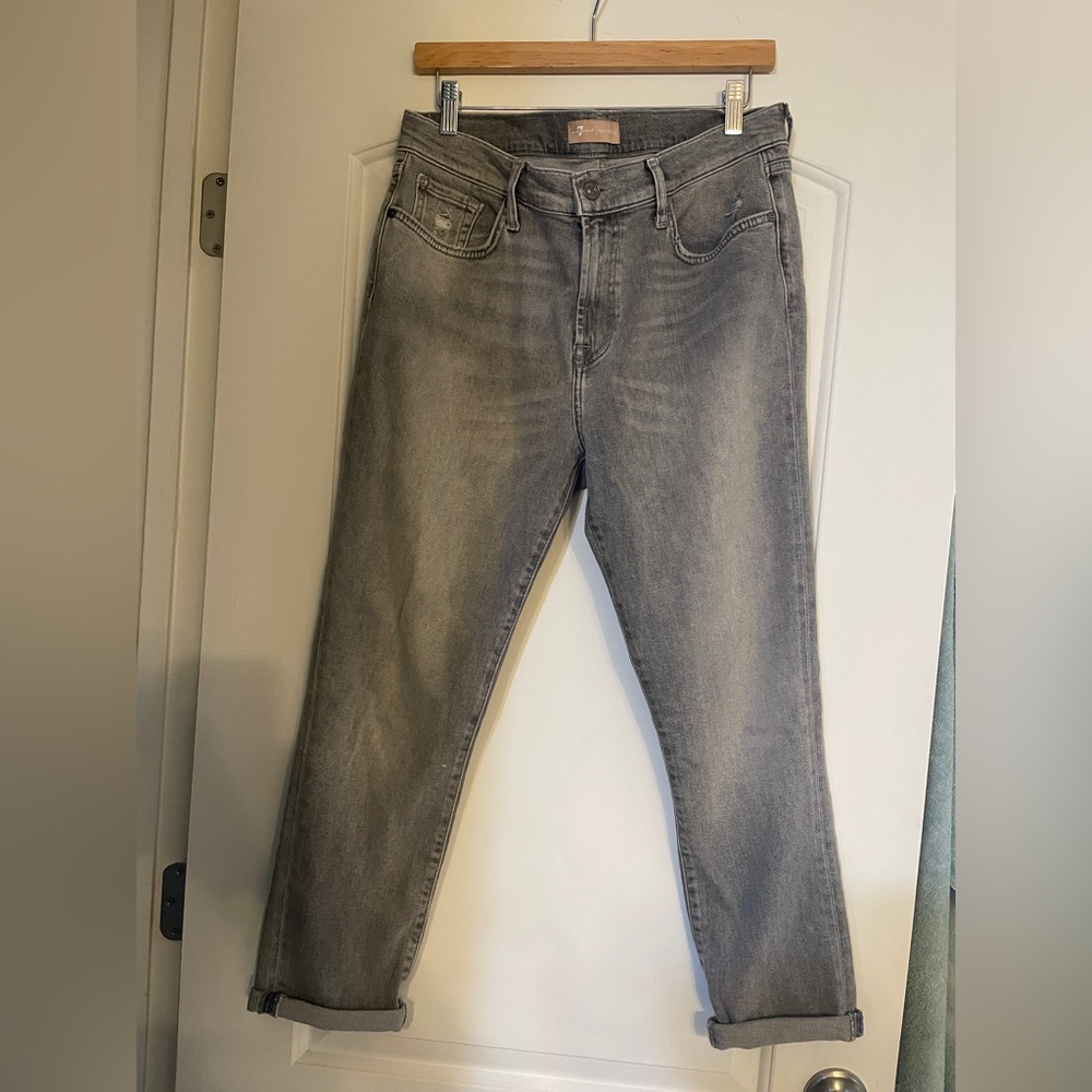 7 for all mankind grey denim crop pants